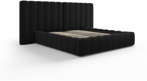 Micadoni Bett Kelp mit Doppelkopfteil Samt Bluvel Schwarz 180x200 Bild 3