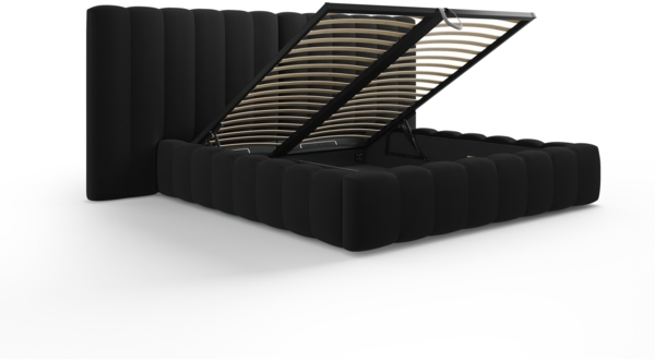 Micadoni Bett Kelp mit Doppelkopfteil Samt Bluvel Schwarz 180x200 Bild 4