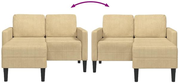 vidaXL 2-Sitzer-Sofa mit Chaiselongue L-Form Graugrün 125 cm Leinen 4107080 Bild 6