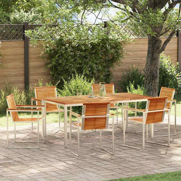 vidaXL Garten Essgruppe 7 pcs Massives Teakholz und Edelstahl 3334826