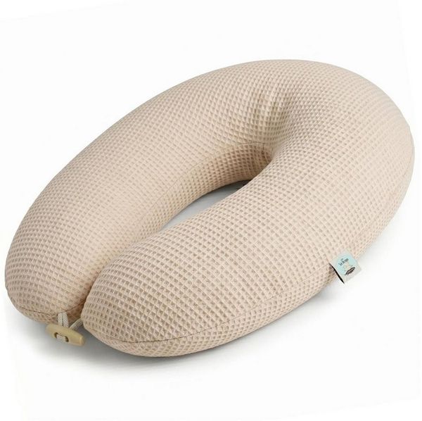 SEI Design Stillkissen Seitenschläferkissen EPS-Mikroperlen Waffelstoff 190cm Beige, Schwangerschaftskissen mit Bezug, Schwangerschaftskissen mit Bezug, Babynest XXL ist als Bettschlange & Bettumrandung verwendbar