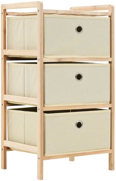 vidaXL Korb-Kommode mit 3 Stoffkörben Zedernholz Beige 246433