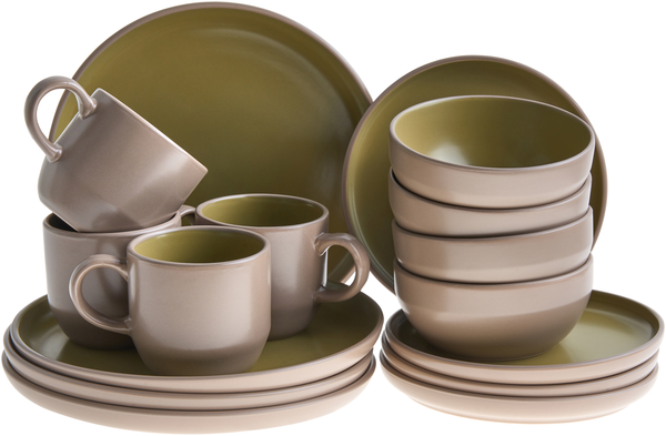 Tafelservice 16-teilig NUTMEG Steinzeug Beige Grün
