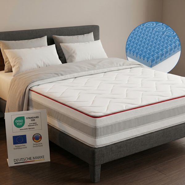 FLEXX Kaltschaum Matratze 180x200 cm mit 3D Memory Foam - 7 Zonen; 25cm Höhe; H4, H3, H2 Misch-Härtegrad - Wendbare Kaltschaummatratze mit optimaler Druckentlastung