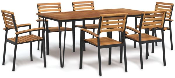 vidaXL 7-tlg. Garten-Essgruppe Massivholz Akazie und Metall 3155419