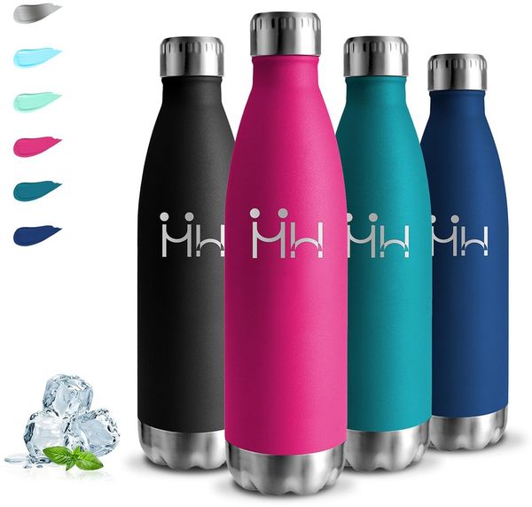 Trinkflasche Edelstahl, Trinkflasche 0 5 liter, BPA-Freie, Thermosflasche Doppelwandige, Thermosflasche Auslaufsicher, Kann mit dir tragen, Trinkflaschen Metall, Trinkflaschen für Schule, Camping