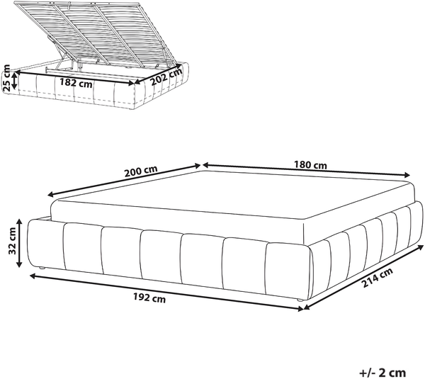 Bett mit Stauraum ohne Kopfteil Bouclé GENAS 180x200 cm Cremeweiß Bild 2