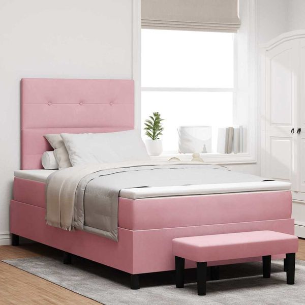 vidaXL Boxspringbett mit Kopfteil Rosa 200 x 120 cm Samt 3344509