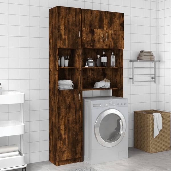 vidaXL Badezimmerschrank Räuchereiche 32x25,5x190 cm Holzwerkstoff 815537