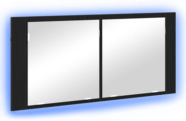 vidaXL LED Spiegel-Schrank Schwarz Eichen-Optik 100 x 12 x 45 cm 875044