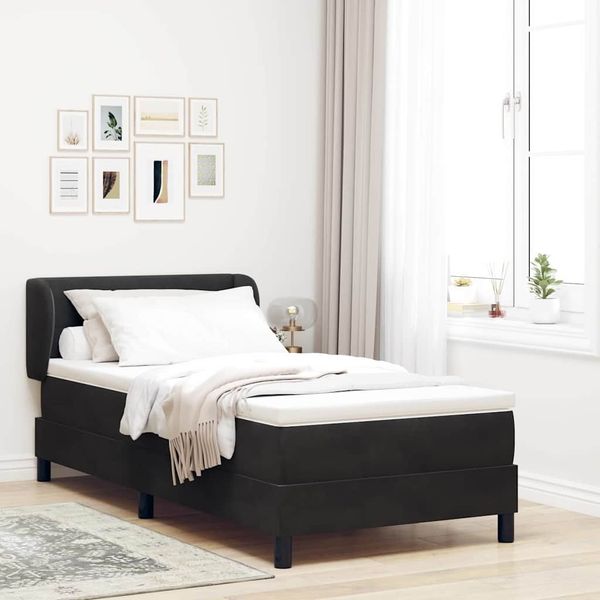 vidaXL Boxspringbett mit Kopfteil Schwarz 90 x 200 cm Samt 3340372