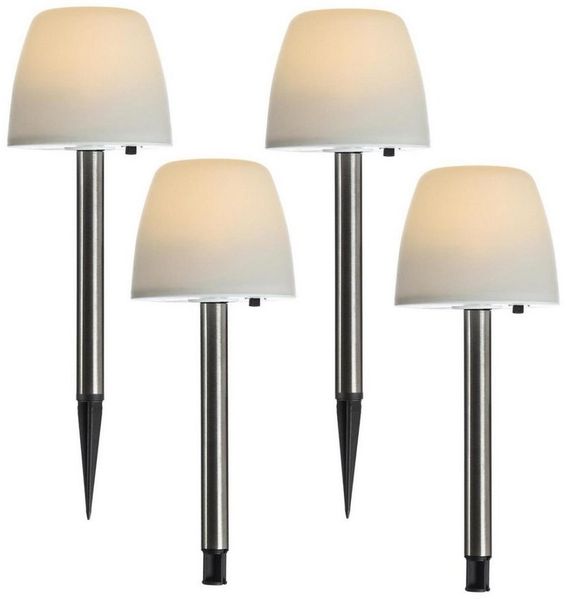 MARELIDA LED Solarleuchte LED Solar Wegleuchten Erdspieß 4Stk. Milchig weiß Lampenschirm Garten, LED Classic, warmweiß (2100K bis 3000K)