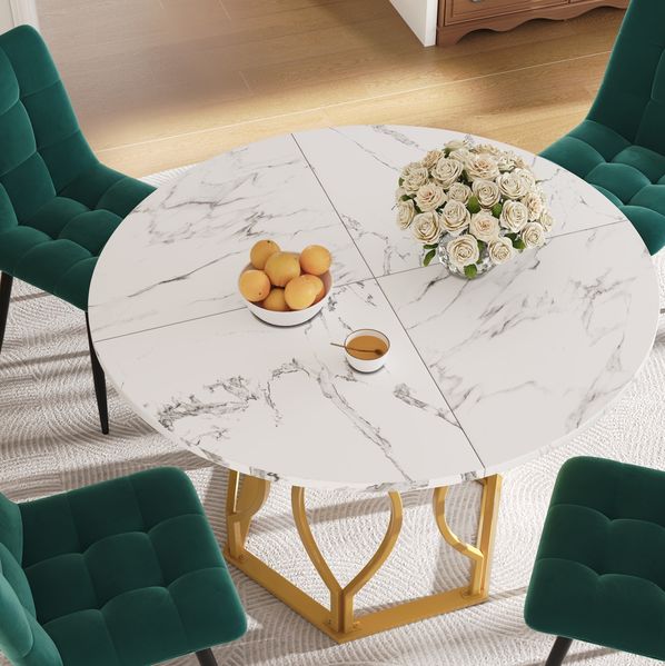 Runder Esstisch 100×100×76 cm, Küchentisch mit stabilen Metallbeinen, vielseitig nutzbarer Tisch 2–4 Personen, Esszimmer, Küche, Wohnzimmer, 76cmx100cmx100cm