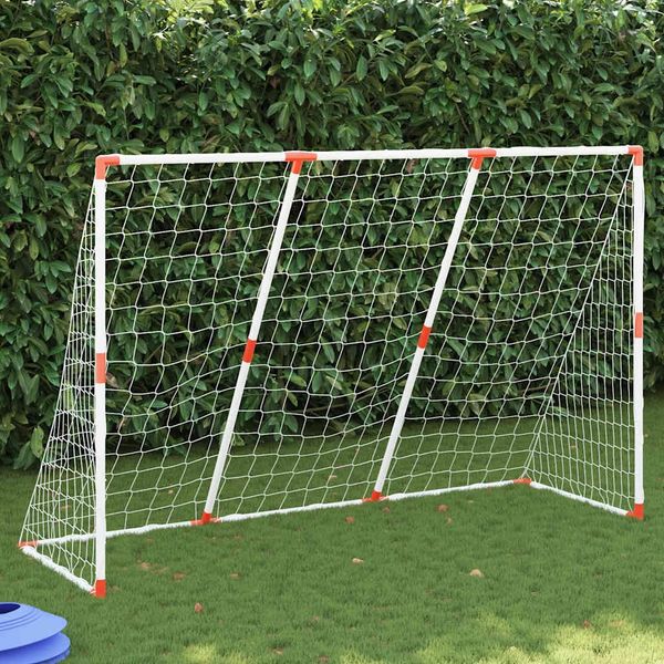 vidaXL Fußballtor mit Bällen, Kunststoff weiß, 124 x 73 x 184 cm