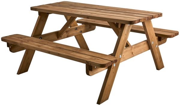 Picknicktisch Resmo aus Kiefernholz, skandinavisches Design, braun, für Kinder, Outdoor