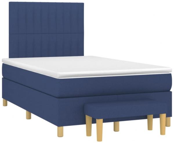 vidaXL Boxspringbett mit Matratze Blau 120x190 cm Stoff 3270424