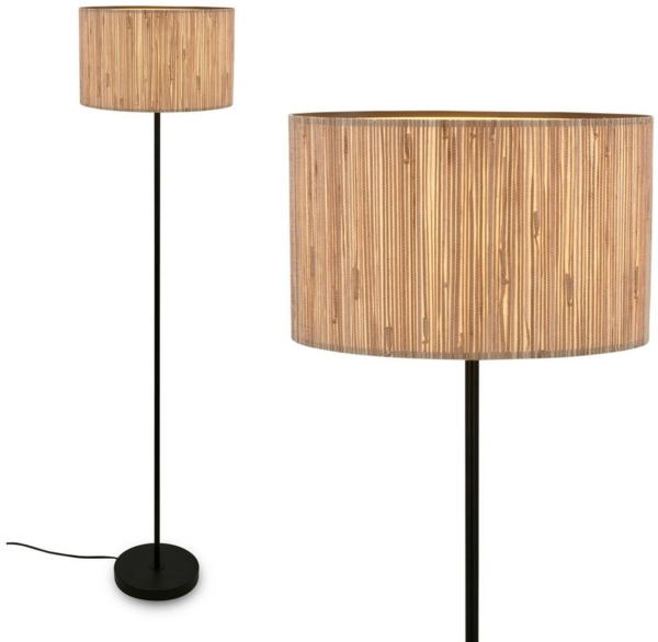 Briloner Leuchten LED Stehlampe Stehleuchte E27 Boho Natur Beige Wohnzimmer, ohne Leuchtmittel, Abhängig vom Leuchtmittel - Warmweiß/Neutralweiß/Kaltweis, Stehleuchte 35 x 161 cm Beige max. 10W Wohnzimmer Flur Büro