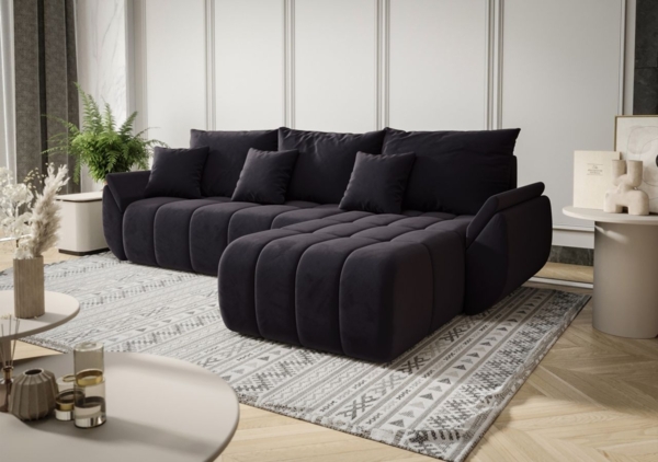 Ecksofa Schlafsofa LOUISE Stoff Monolith Grafit Ottomane Rechts