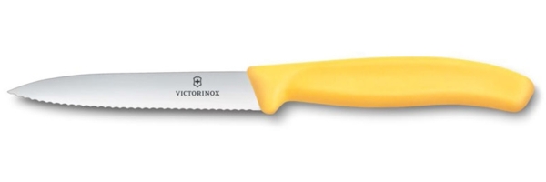 Victorinox Swiss Classic, Gemüsemesser, 10cm, Wellen, Mittelspitz, Gelb