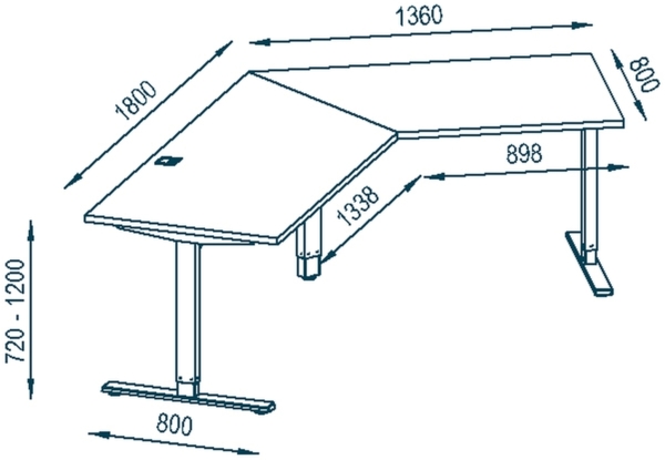 Schreibtisch >EDJUST< (BxHxT: 248x120x158 cm) Metall platingrau - Sonoma-Eiche Bild 5