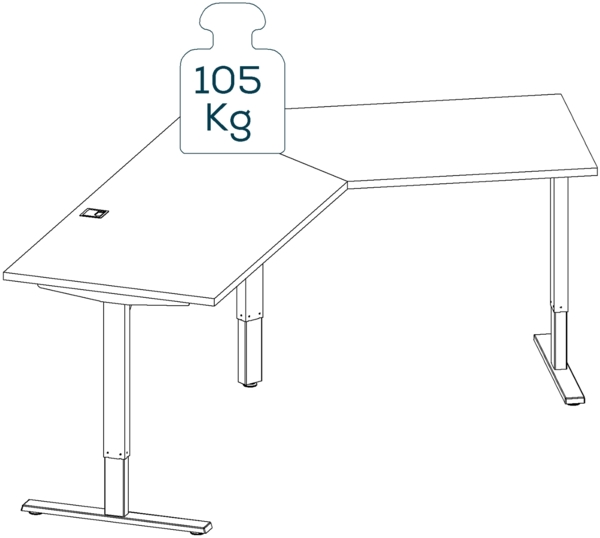 Schreibtisch >EDJUST< (BxHxT: 248x120x158 cm) Metall platingrau - Sonoma-Eiche Bild 4