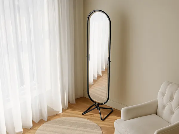 Vente-unique - ASATU Spiegel Metall Schwarz - B 40 cm x H 169 cm x L 40 cm