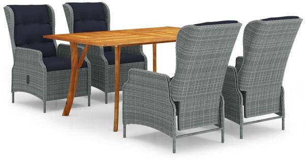 vidaXL 5-tlg. Garten-Essgruppe Hellgrau 3072167