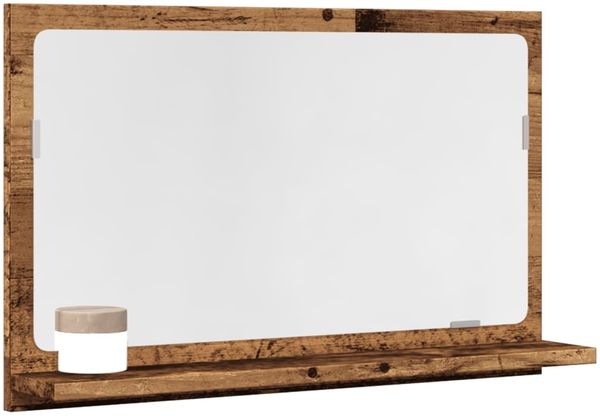 vidaXL Badspiegel mit Ablage Altholz-Optik 60x11x37 cm Holzwerkstoff 856197