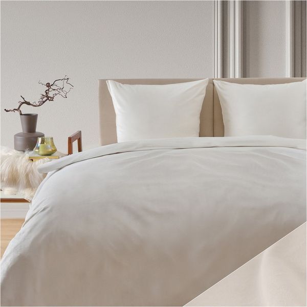 Blumtal Bettwäsche, Cashmere-Touch, Plüsch, warme Winterbettwäsche + Kopfkissenbezug, Elfenbein, Decke 155x220 cm & 2x Kissen 80x80 cm