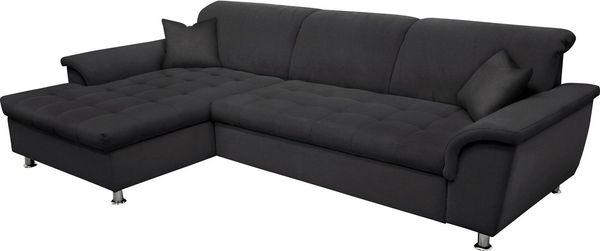 DOMO collection Ecksofa FRANZI 278x162 cm, L-Form, bequem, belastbar bis 140 kg/Sitz, Flachgewebe, graphite