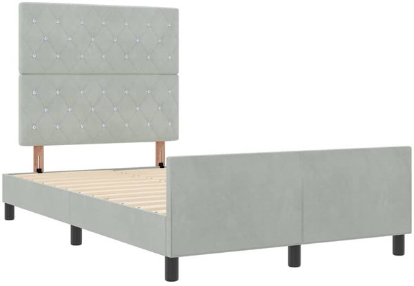 vidaXL Boxspringbett mit Kopfteil Hellgrau 120 x 200 cm Samt 3344867 Bild 5