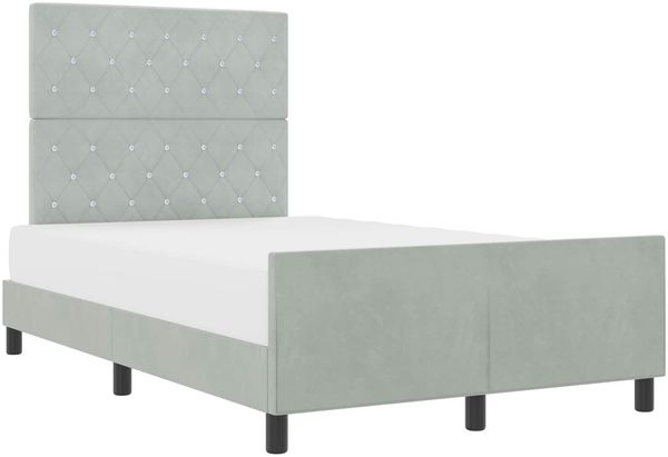 vidaXL Boxspringbett mit Kopfteil Hellgrau 120 x 200 cm Samt 3344867 Bild 2