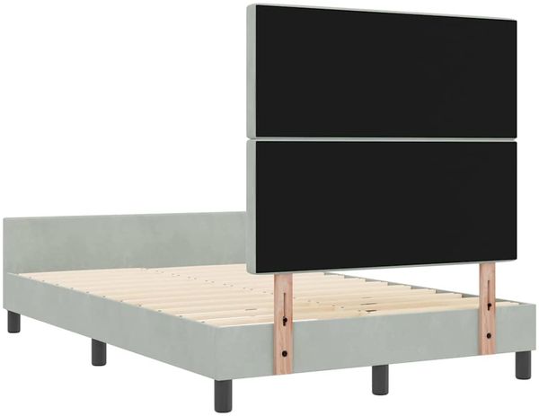 vidaXL Boxspringbett mit Kopfteil Hellgrau 120 x 200 cm Samt 3344867 Bild 9