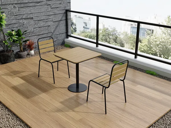 Vente-unique - LYLIOS Garden dining set Metall Schwarz - B 70 cm59,5 cm x H 75 cm80 cm x L 70 cm51 cm