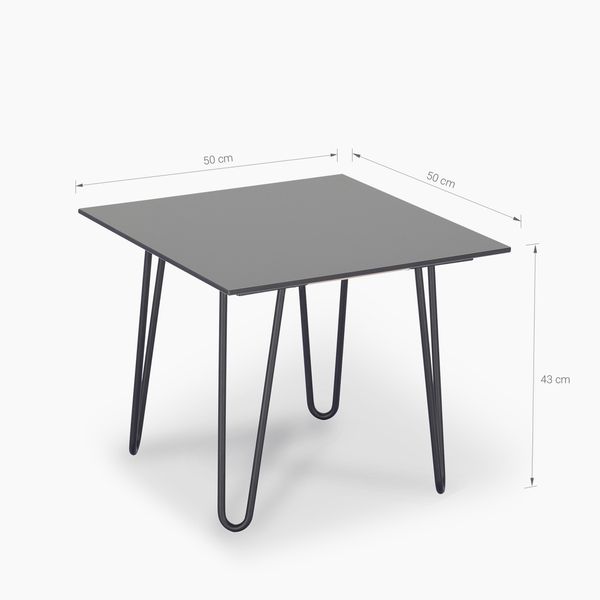 janEven Beistelltisch CoasLine Lichtgrau Quadratisch Hairpin Beine 50x50 cm Bild 2