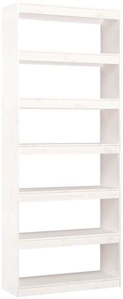 Bücherregal | Standregal Weiß 80x30x199,5 cm Massivholz Kiefer
