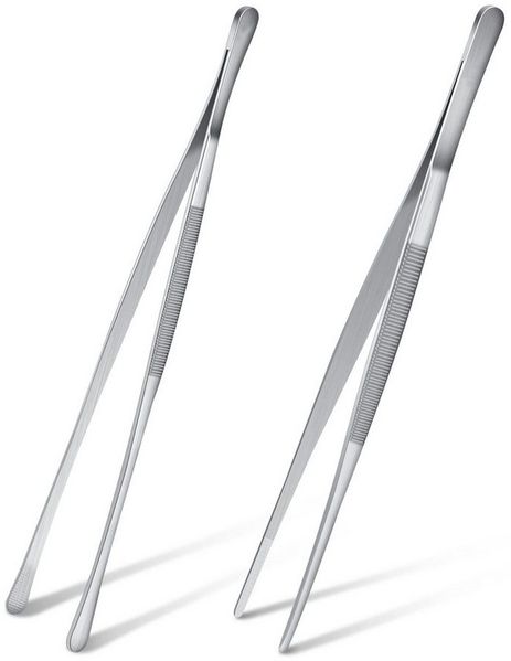 FOUORTUNATE-BEE Grillzange 2er Set Grillzange Edelstahl Lang 30CM Kitchen Kochpinzette, für Kochen Grillen und Backen