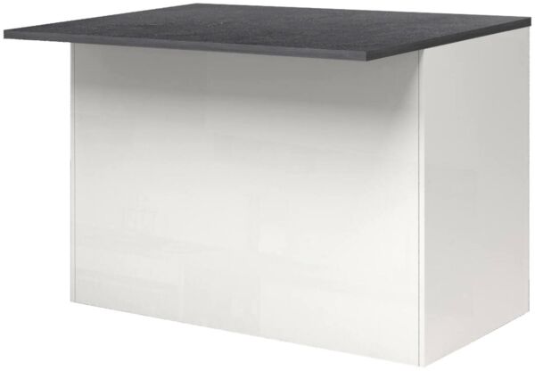 Dmora Kücheninsel Analiza, Mehrzweckschrank, Küchenzeile Schrank, Zusätzlicher Tisch, 100 % Made in Italy, 125 x 90 x 90 cm, glänzendes Weiß und Schiefer