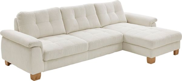 Die PlanBar Ecksofa PP-LA19101 L-Form, Breite 316 cm, wahlweise mit Bettfunktion und verstellbaren Kopfstützen, in Cord