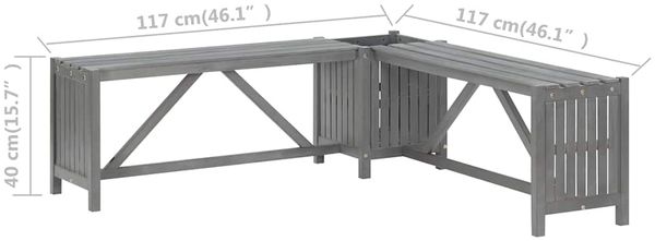 vidaXL Garten-Eckbank mit Pflanzkübel 117 cm Massivholz Akazie Grau 311824 Bild 10