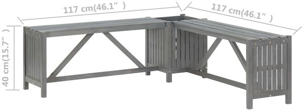 vidaXL Garten-Eckbank mit Pflanzkübel 117 cm Massivholz Akazie Grau 311824 Bild 9
