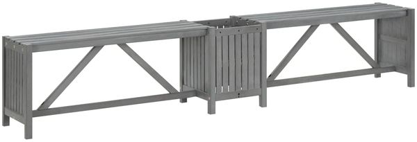 vidaXL Garten-Eckbank mit Pflanzkübel 117 cm Massivholz Akazie Grau 311824 Bild 5