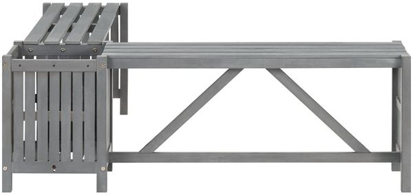 vidaXL Garten-Eckbank mit Pflanzkübel 117 cm Massivholz Akazie Grau 311824 Bild 4