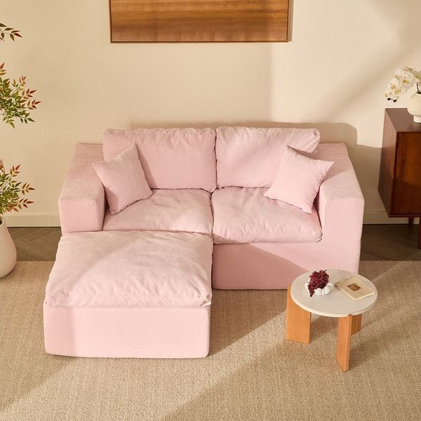 LITBIRD Sofa Ecksofa mit Schlaffunktion, extra tiefe Sitzfläche, Chenille-Bezug, 3 Teile, platzsparendes L-Form Sofa 190 cm, moderne Couch, ohne Montage
