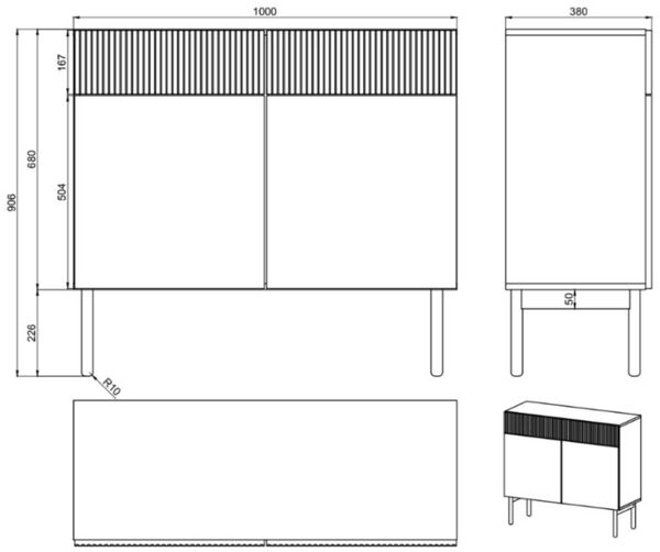 Selsey 'Nolie' Sideboard 2-türig mit 2 Schubladen, Eichenholzoptik, ca. 91 x 100 x 38 cm Bild 5