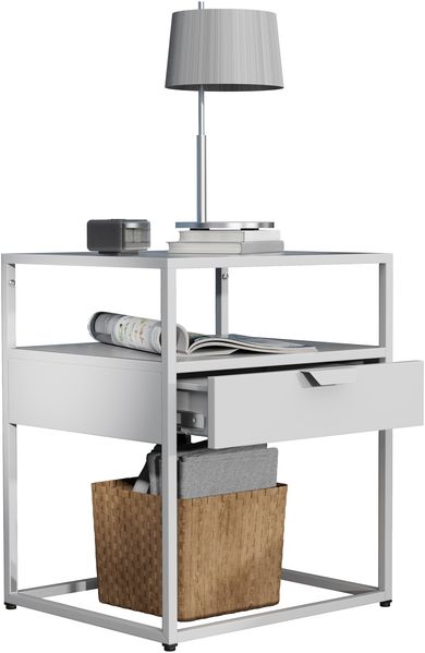 VCM Nachttisch Flokas 919896 Weiß H. 55 x B. 45 x T. 40 cm