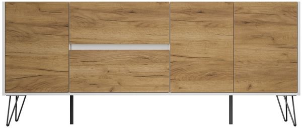 Sideboard Yako 180cm 2 SoftClose 3 Türen Weiß/Eiche Front : Oak Gold / Weiss hochglanz Bild 8