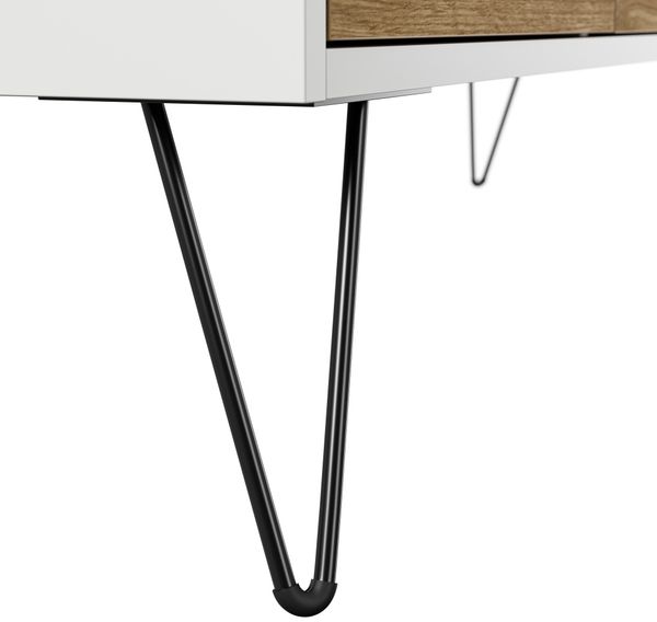 Sideboard Yako 180cm 2 SoftClose 3 Türen Weiß/Eiche Front : Oak Gold / Weiss hochglanz Bild 10