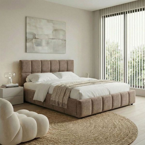 IDIMEX Polsterbett EMILIA, Bett 180x200 cm mit Lattenrost und gepolsterter Steppung Braun