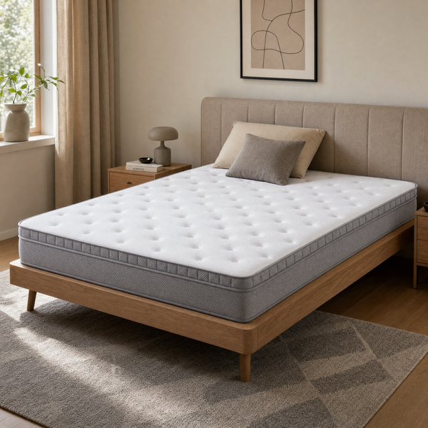 Taschenfederkernmatratze 120 × 200cm mit verstärktem Rand und 7-Zonen-System, altweiß